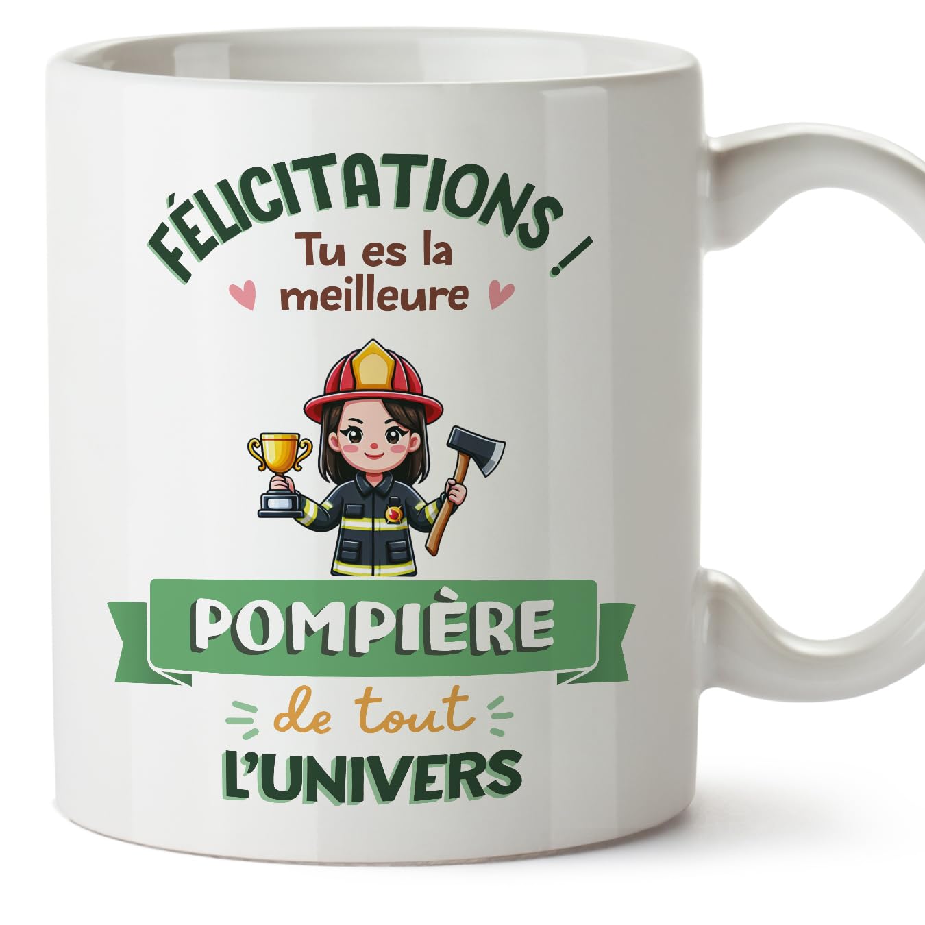 MUGFFINS Firefighter Woman Mug - in French - Meilleur Univers Trophée - Funny Gift for Colleagues - Ceramic 11oz Mug — image 1