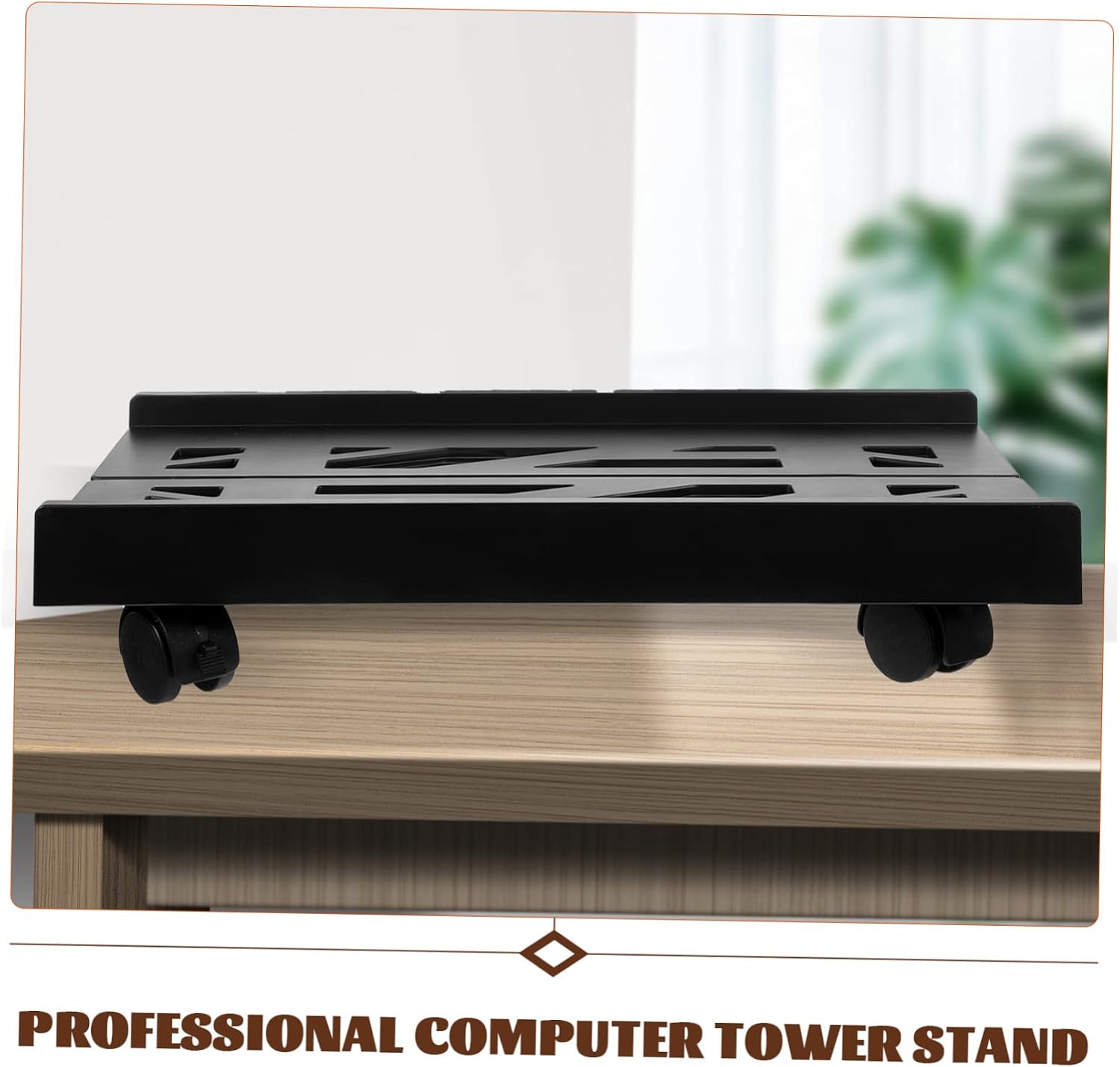 NUOBESTY Mobile Computer Tower Stand Wheels Adjustable PC Holder Desk Rolling Computer Cart for Home Office