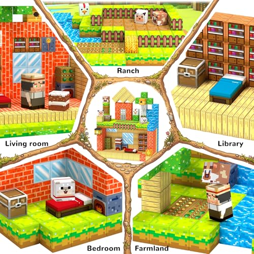 Image of Magnetic Blocks,Birthday Gift Toys for 3 4 5 6 7 8 Year Old Boys & Girls, | Farm Animals, STEM Sensory Magnet Cubes, Montessori Educational Toys