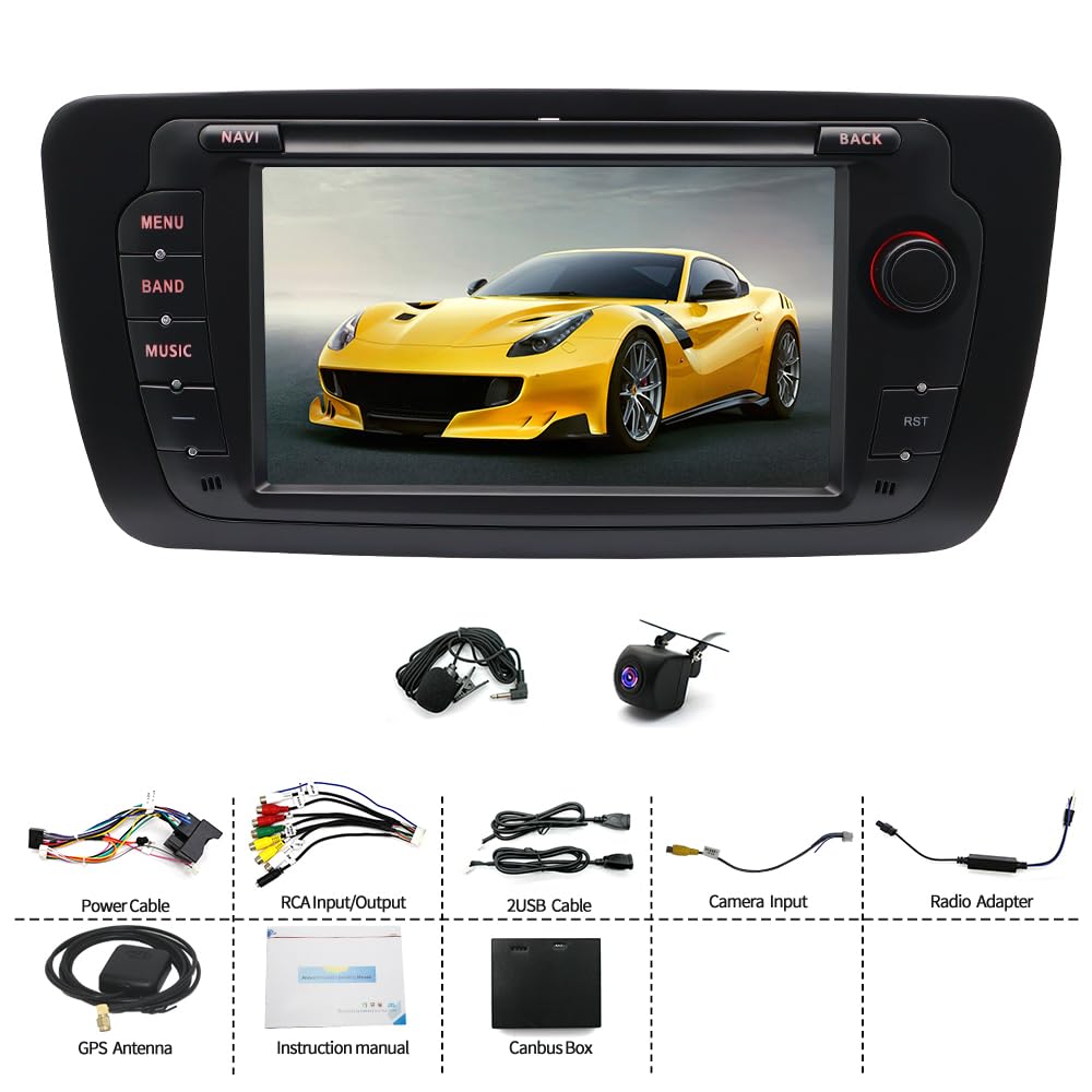 4 + 64 G Android 14 radio samochodowe 2 DIN do Seat Ibiza 2009-2013 Head Unit ekran Bluetooth, ekran dotykowy 7 cali z wyświetlaczem Carplay Android Radio Display GPS, nawigacja kamera cofania FM/RDS