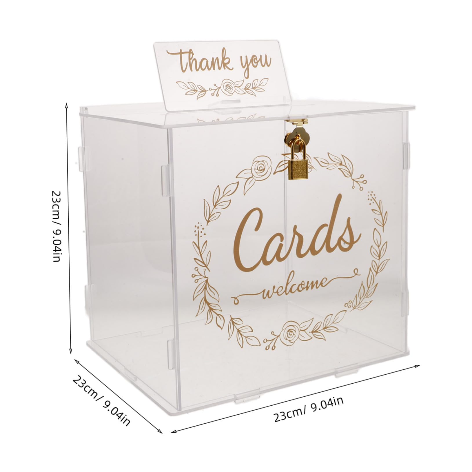 HOLIDYOYO Wedding Money Box Acrylic Card Box with Lock Party Envelope Storage Elegant Decor