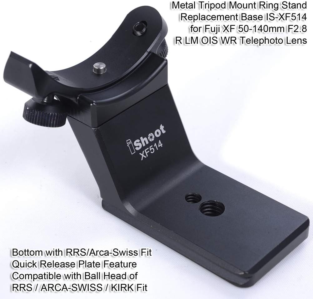 Metal Tripod Mount Ring Camera Lens Replacement Foot Lens Collar Base Support Adapter Stand for Fuji XF 50-140mm F2.8 R LM OIS WR Telephoto Lens with Arca-Swiss Type Quick Release Plate