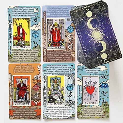 TAROTIKA - Tarocchi Carte Italiano, Imparare Tarot Deck di Lettura Facile e Veloce, con Significati Inversi, SÌ o No, Oroscopi, Pianeti e Chakra (Italiano