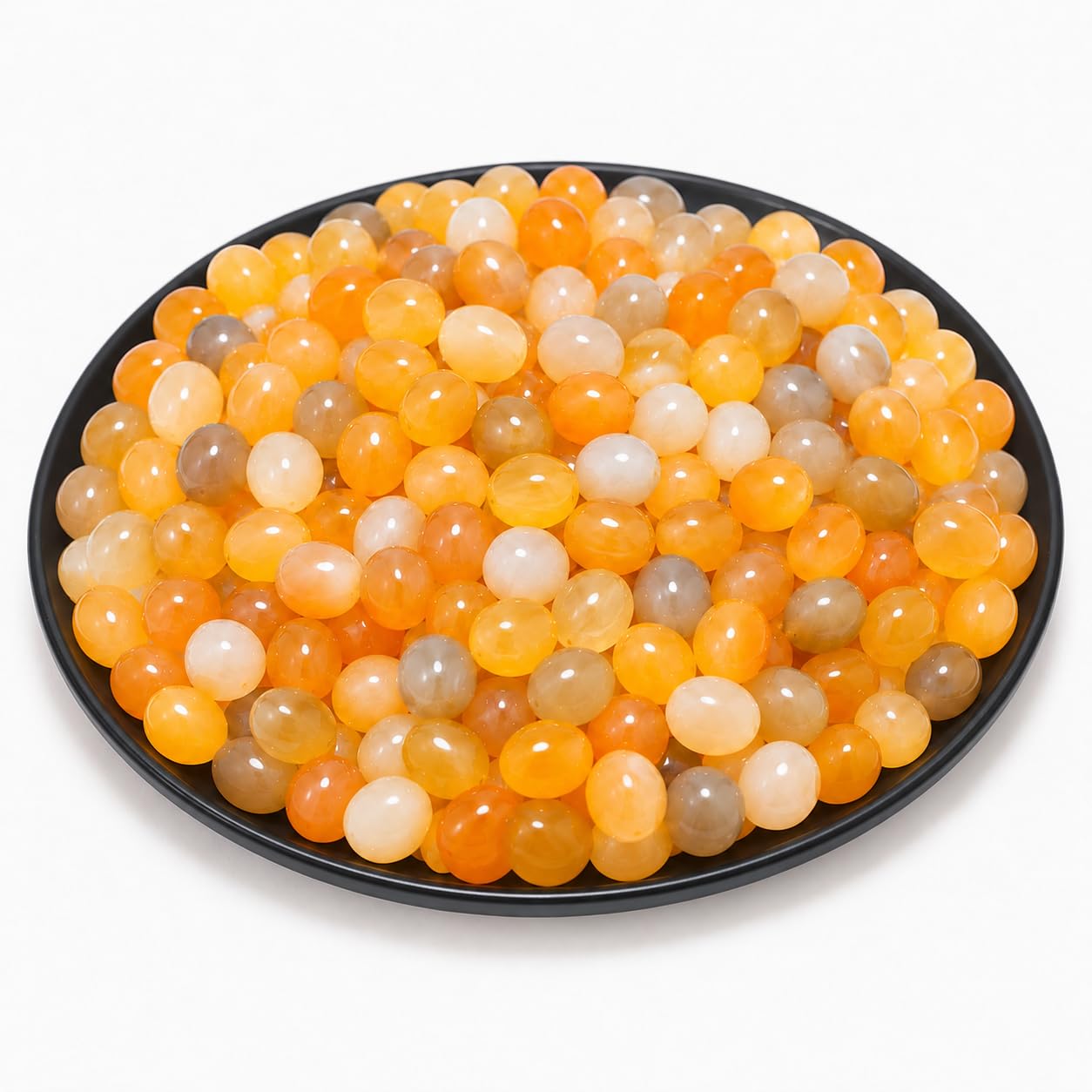 Polished Yellow Agate Crystal Chips 200 Pcs - 10 oz Tumbled Stone Chips Crushed Sea Glass Stones Healing Reiki Crystal Making Home Decoration