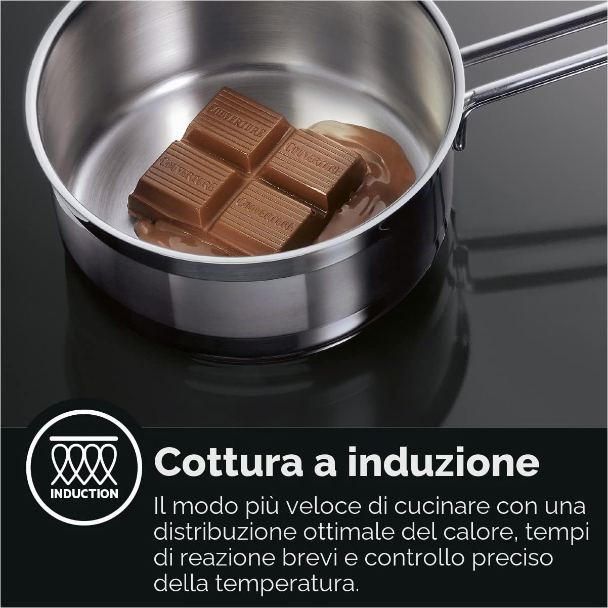 AEG IKE64441XB - Piano cottura autosufficiente, a induzione, serie 6000 con bridge, Hob²Hood con funzione Slider, 60 cm, telaio in acciaio inox, 4 zone di cottura, funzione bridge, funzione di