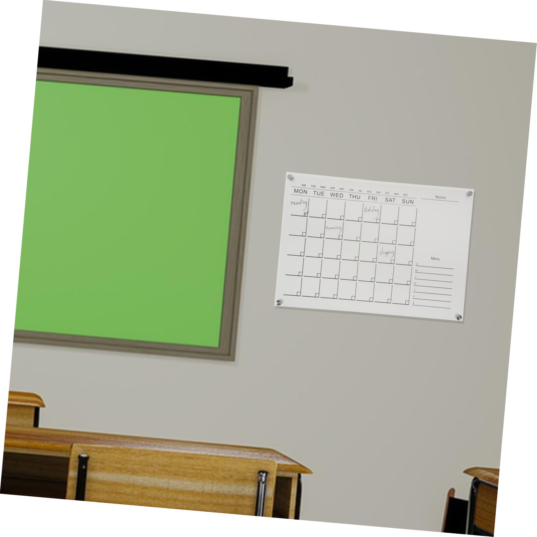 Lavagna Cancellabile in Acrilico Parete Planner Settimanale Riutilizzabile Scrivibile con Pennarello Incluso Facile Appendere per Casa e Ufficio Colore Casuale