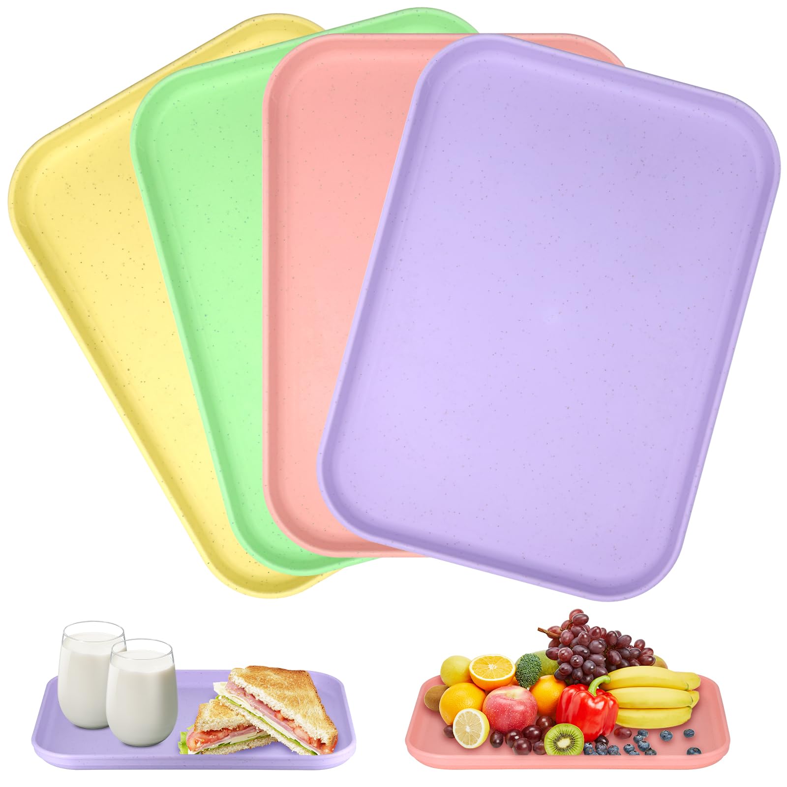4 Pcs Plastic Trays for Food Serving 24 X 17 CM Small Tray