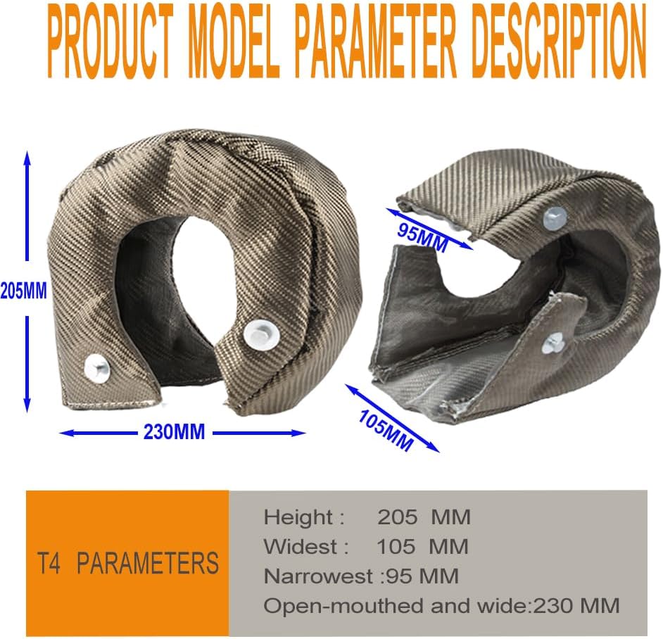T4 Titanium Turbo Blanket Heat Shield cover wrap for Turbocharger with Fastener Springs