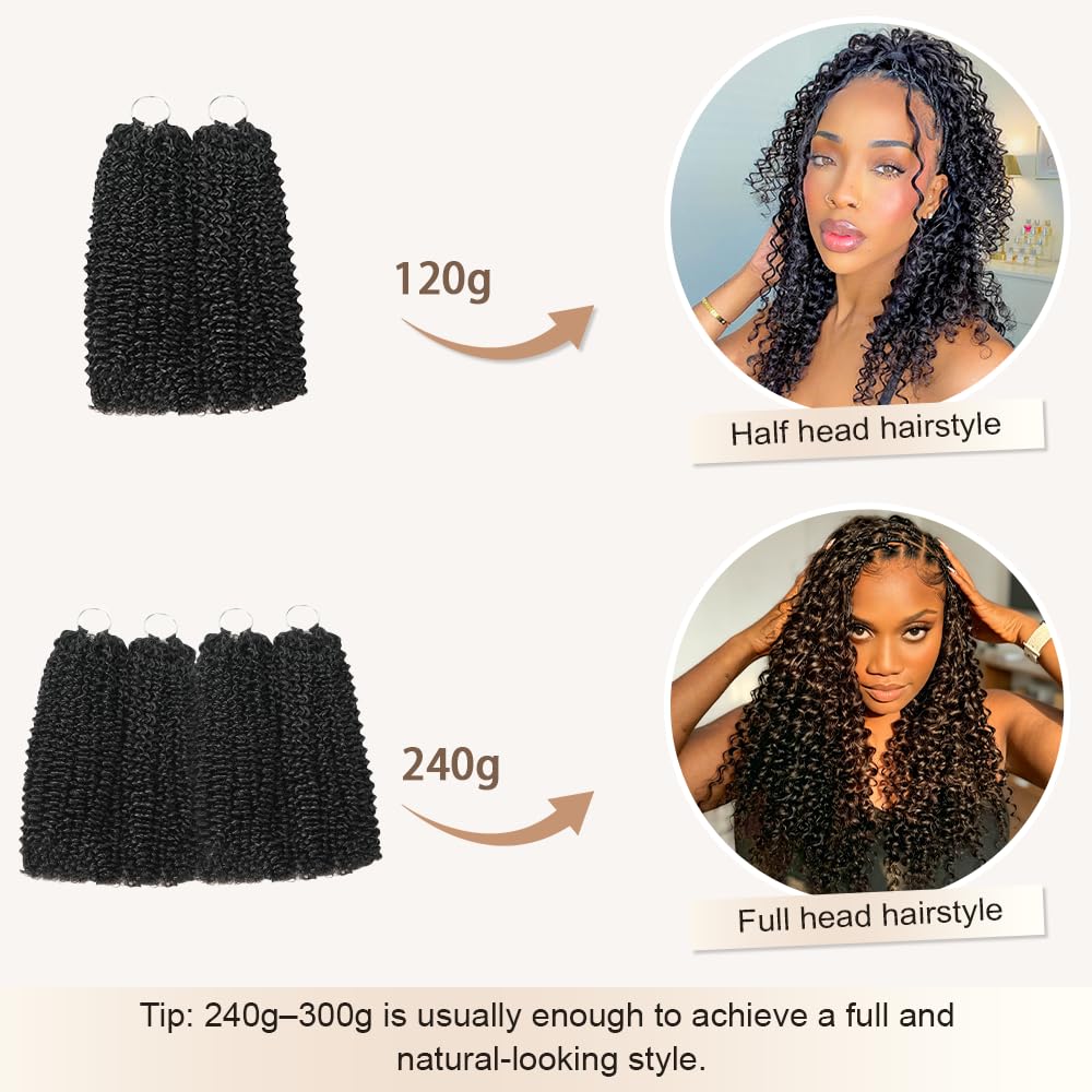MENGLLE Jerry Curly Human Hair Crochet Hair Pre Looped for Black Women, Knotless Crochet Human Hair Extensions, Feathered Soft Curly Crochet Hair Bundles, Natural Looking, Tangle Free 16Inch 1B