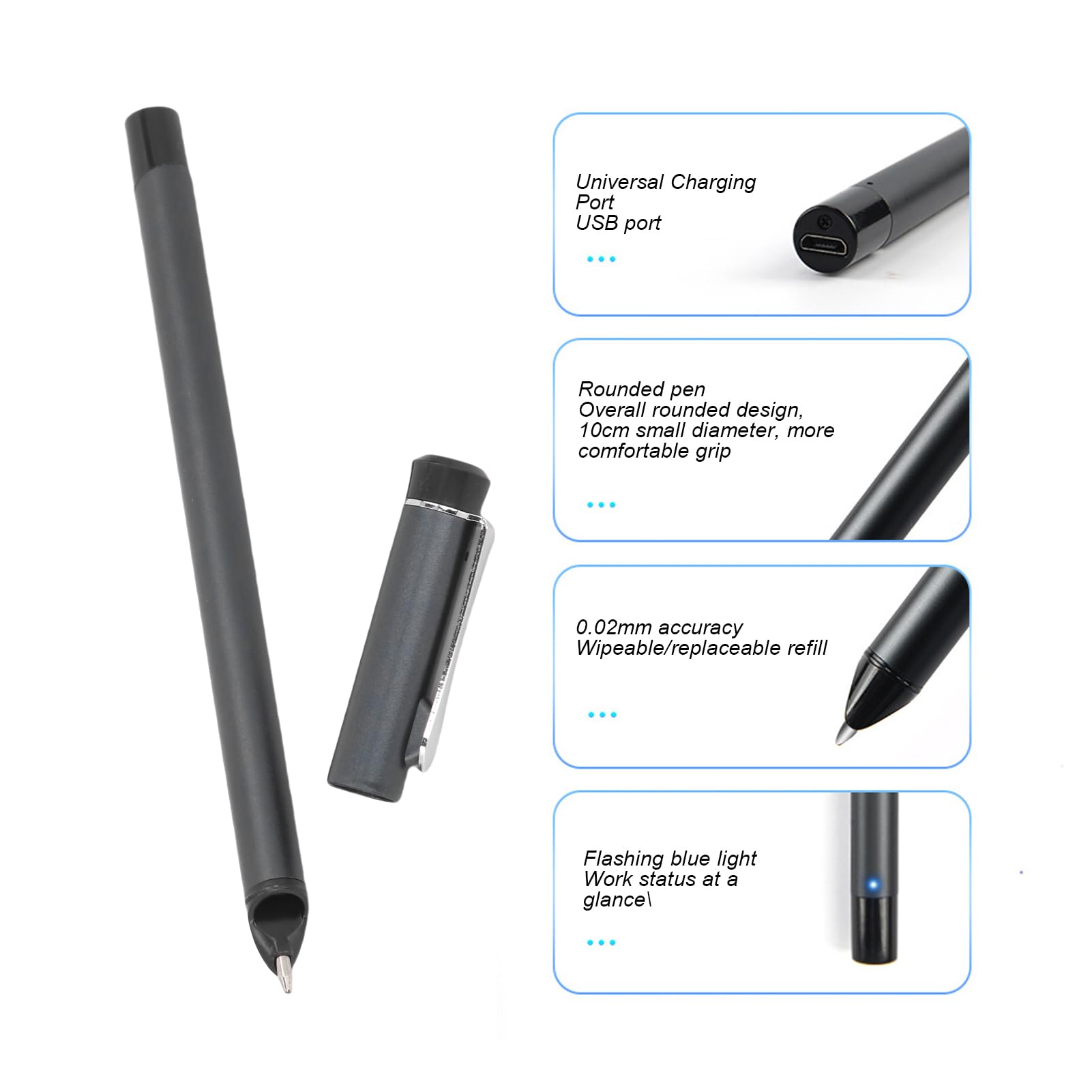 Dpofirs Digitales Notizbuch mit Smart Pen, Echtzeit -Synchronisation, Textkonvertierung über Bluetooth, Handschrift für Text, 80 -Seiten -Schreibsatz für Telefone Tablets (Black)