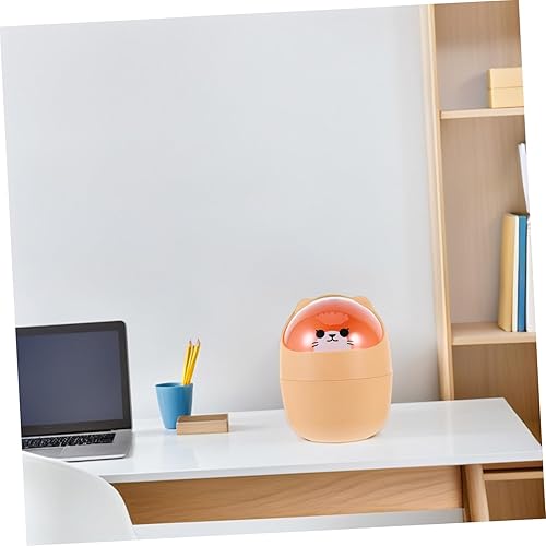 Miniatura 4 de SEWACC Bote de basura de escritorio lindo de dibujos animados para mesa de basura, mini papelera de escritorio con tapa, pequeño bote de basura para
