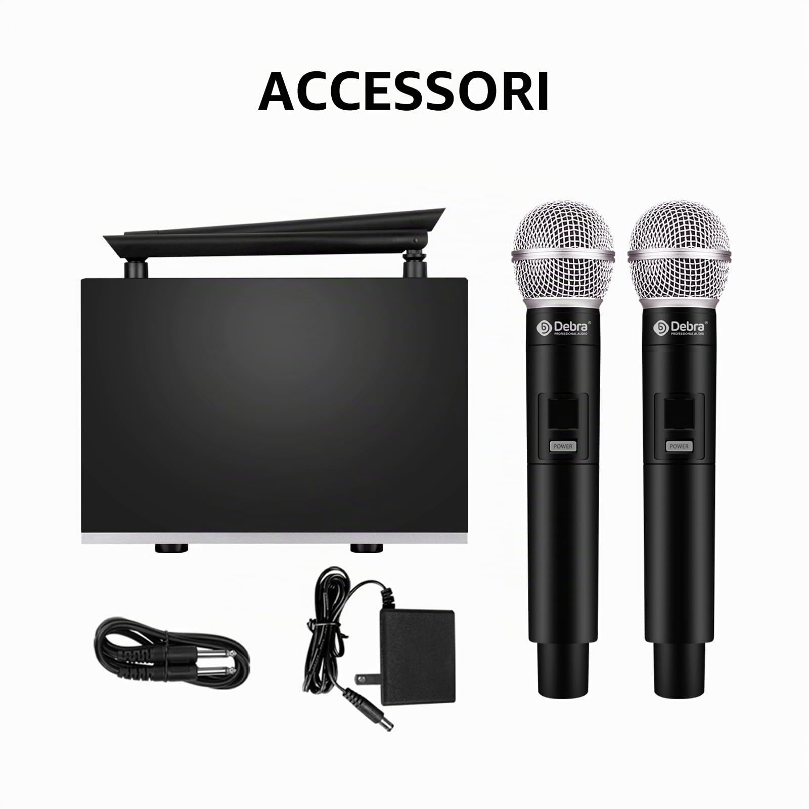 D Debra UHF UBR-102 microfono senza fili con doppio microfono cordless portatile, portata 80m, anti-rumore, per chiesa, riunioni, karaoke, matrimoni (2 microfono portatile)
