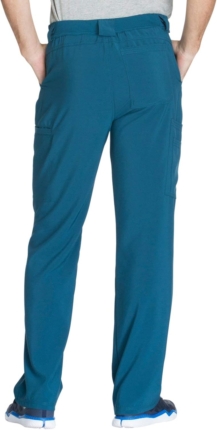 Cherokee Infinity Men Scrubs Set CK900A V-Neck Top & CK200A Fly Front Pant, Caribbean Blue- 4XL Top / 4XL Pant