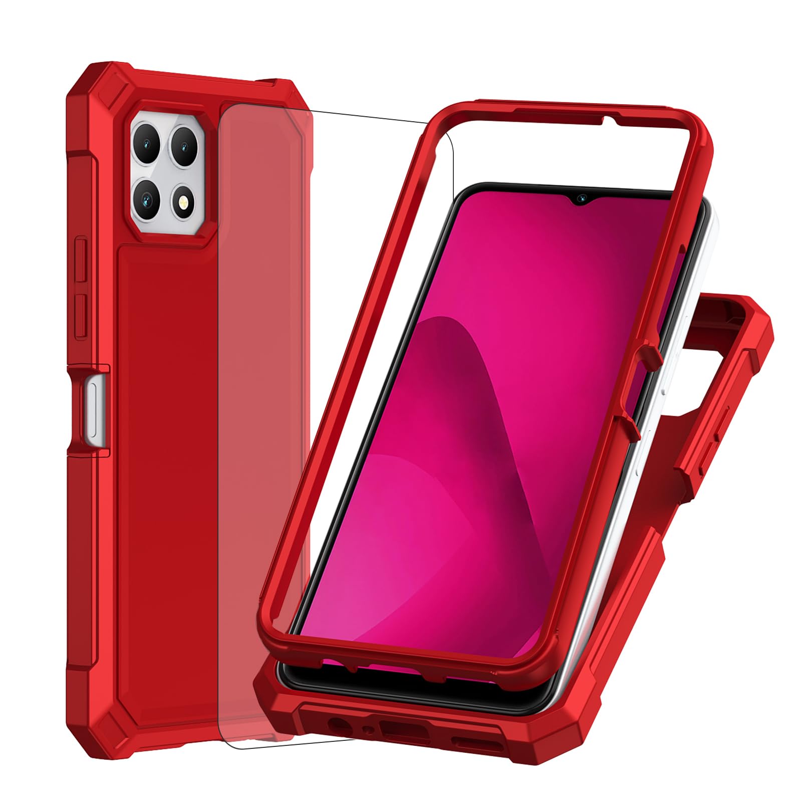 Ailiber for TMobile REVVL 7 Case, REVVL 7 Case with Screen Protector, Dual Layer Protection, Shock-Absorbing Corners TPU Bumper, Heavy Duty Rugged