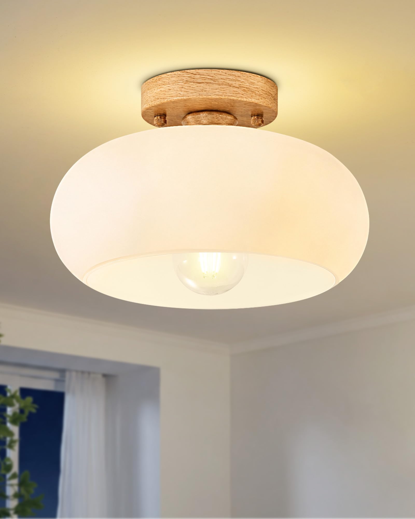 Photo 1 of Yunnix Mid-Century Modern Ceiling Light 11" Maple Wood Base
