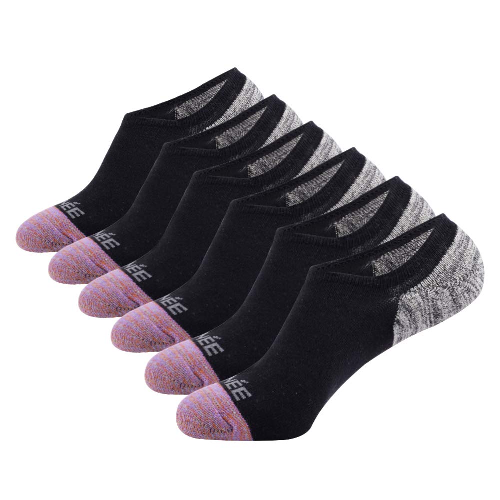 JOYNÉE Mens Cotton Low Cut No Show Socks with Silicone Casual Non Slip 6 Pack