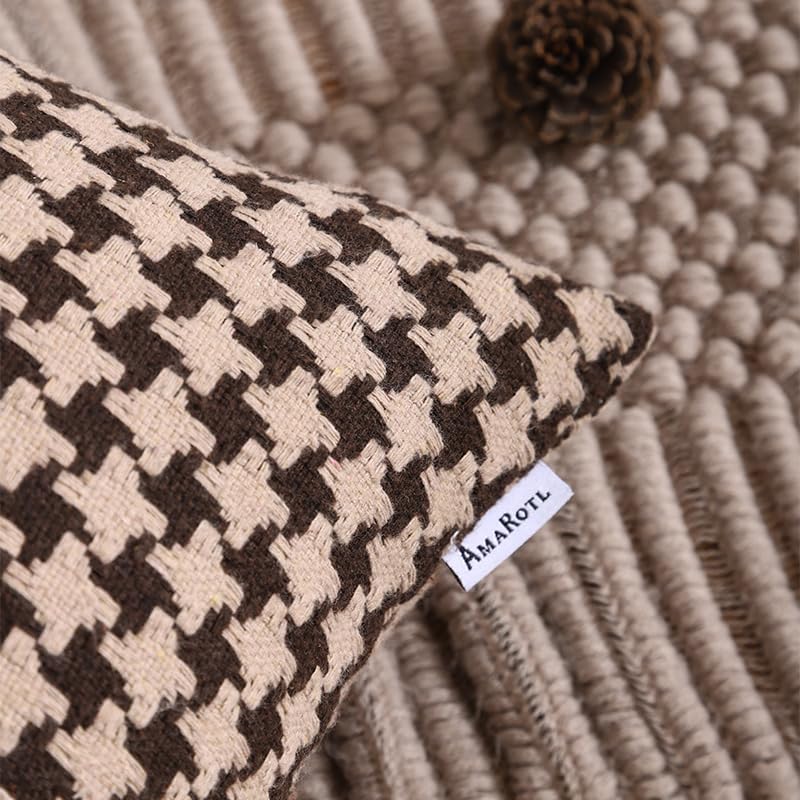 The Perfect Combination of AMAROTI Coffee Color and Gray, Exquisite Windmill Texture Pattern, 18X18 inch Farmhouse Living Room Sofa More Upscale Enjoy Jacquard Craft and Velvet Texture Fabric - Image 7