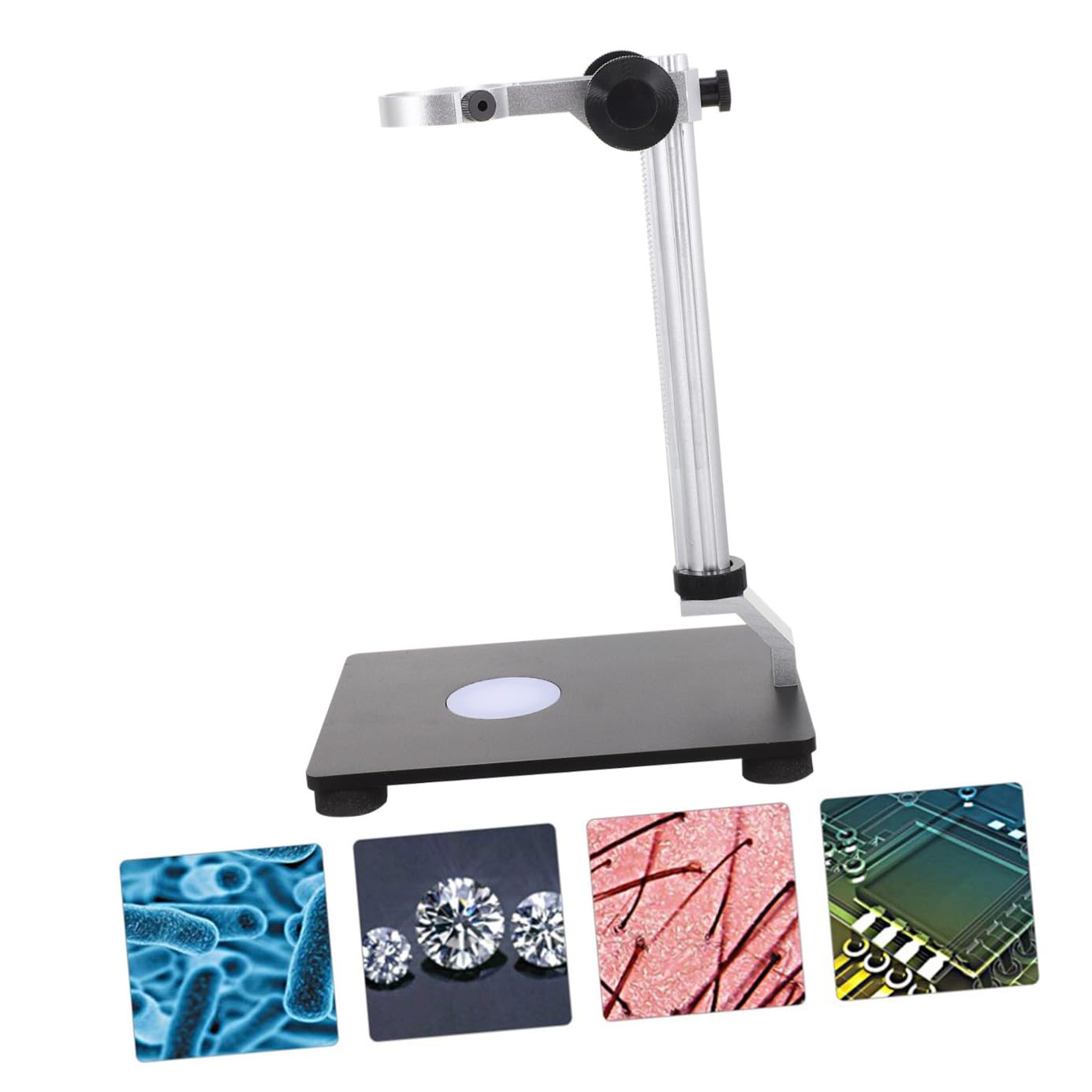 Didiseaon Supporto Microscopio Regolabile con Sollevamento e Sorgente Luminosa Staffa Stabile per Fotocamere Industriali e Microscopi da Tavolo Base Robusta per Uso Professionale e