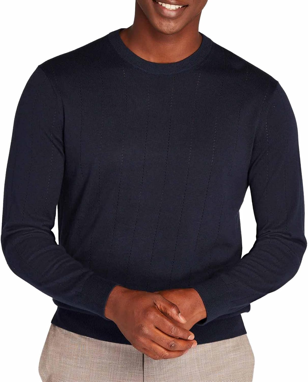 Club Monaco Men's Cotton Silk Crew Sweater, Navy/Bleu Marine - Image 4