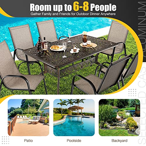 Tangkula-59-Inches-Outdoor-Dining-Table-All-Weather-Cast-Aluminum-Table-with-Umbrella-Hole-6-8-Person-Rectangular-Dining-Table-for-Garden-Backyard-and-Poolside-Bronze Tangkula 59 Inches Outdoor Dining Table All Weather Cast Aluminum Table with Umbrella Hole 6 8 Person Rectangular Dining Table for Garden Backyard and Poolside Bronze