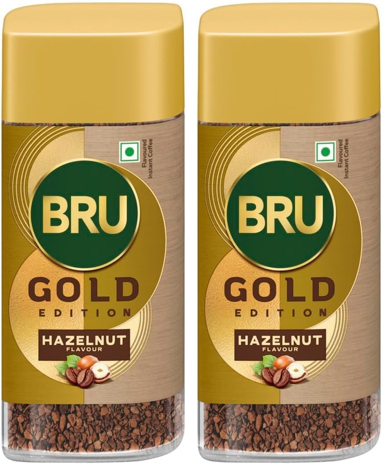 Image of Bru Gold Hazelnut Granule Bottle,55 Gram|Flavoured Instant Coffee|Flavourful Twist To Your Everyday Coffee|Made With Freeze-Dried Coffee|Makes 40 Cups (Pack of 2)