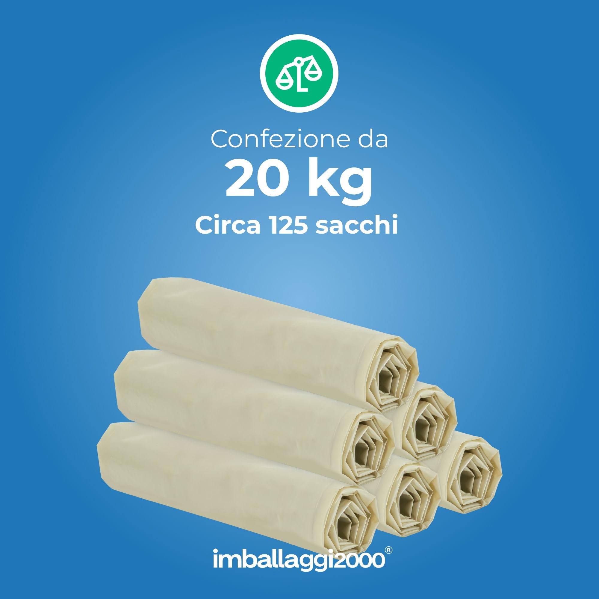 IMBALLAGGI 2000 - Sacchi Trasparenti Calcinacci 90x120 cm -125 pz, Extra Spessi 80 MY, Peso sfuso 20 kg – Sacchi Robusti per Macerie, Edilizia e Ristrutturazioni