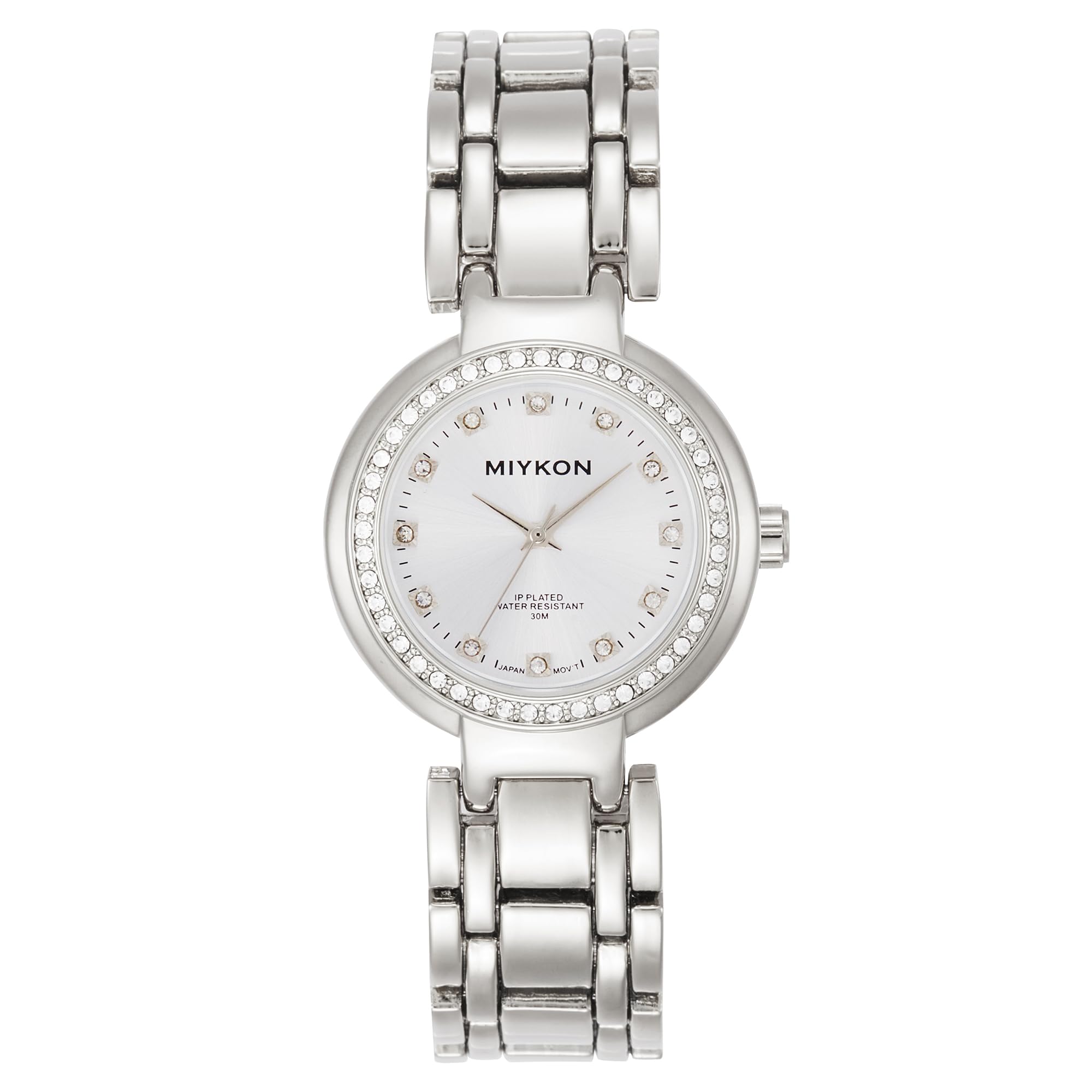Miykon Silber- und Gold-Uhren für Damen, kleine zierliche Damenuhr mit echten Kristallen, ionenpoliertes Damen-Schmuckarmband, kratzfestes Glas, japanisches Quarz, 30,5 m wasserdicht