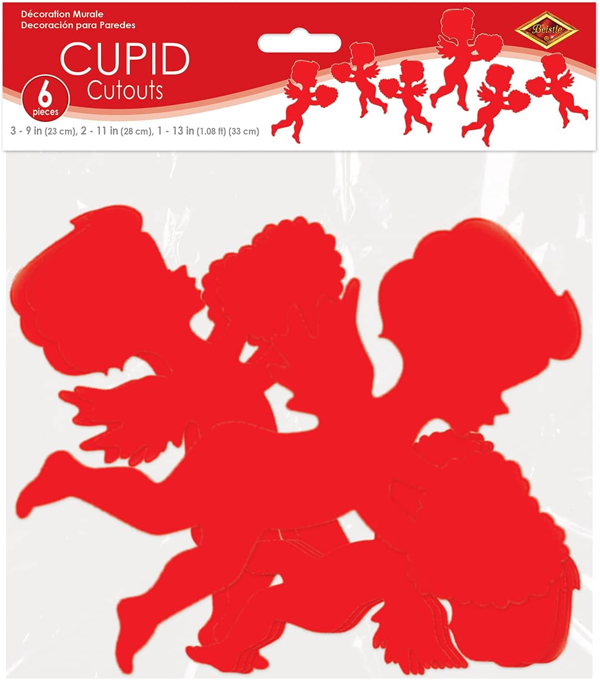 Beistle Red Cupid Paper Assorted Silhouettes Decor-6pc, Pkg of 1