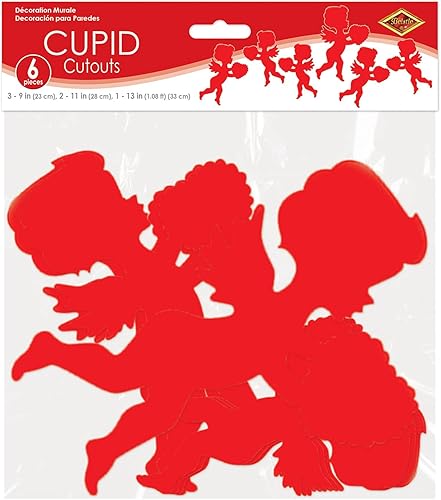 Miniatura 5 de Beistle 77644 Pkgd Impreso Cupido Recortes (6, PKG de 1, Rojo