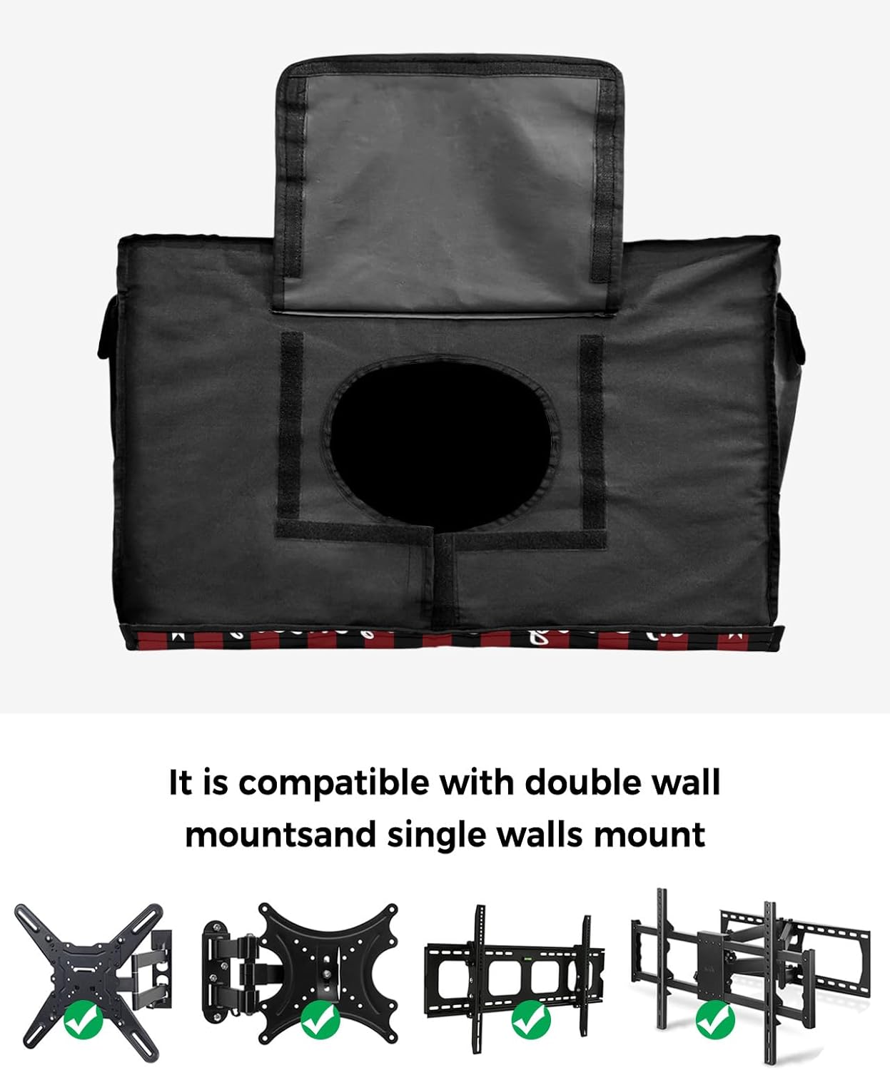 Outdoor TV Cover - Merry Christmas Gnome Santa Claus Snowflakes Border Waterproof and Weatherproof 80"-85" LCD Movable Shield TV Display Screen Protector Outside Television Covers