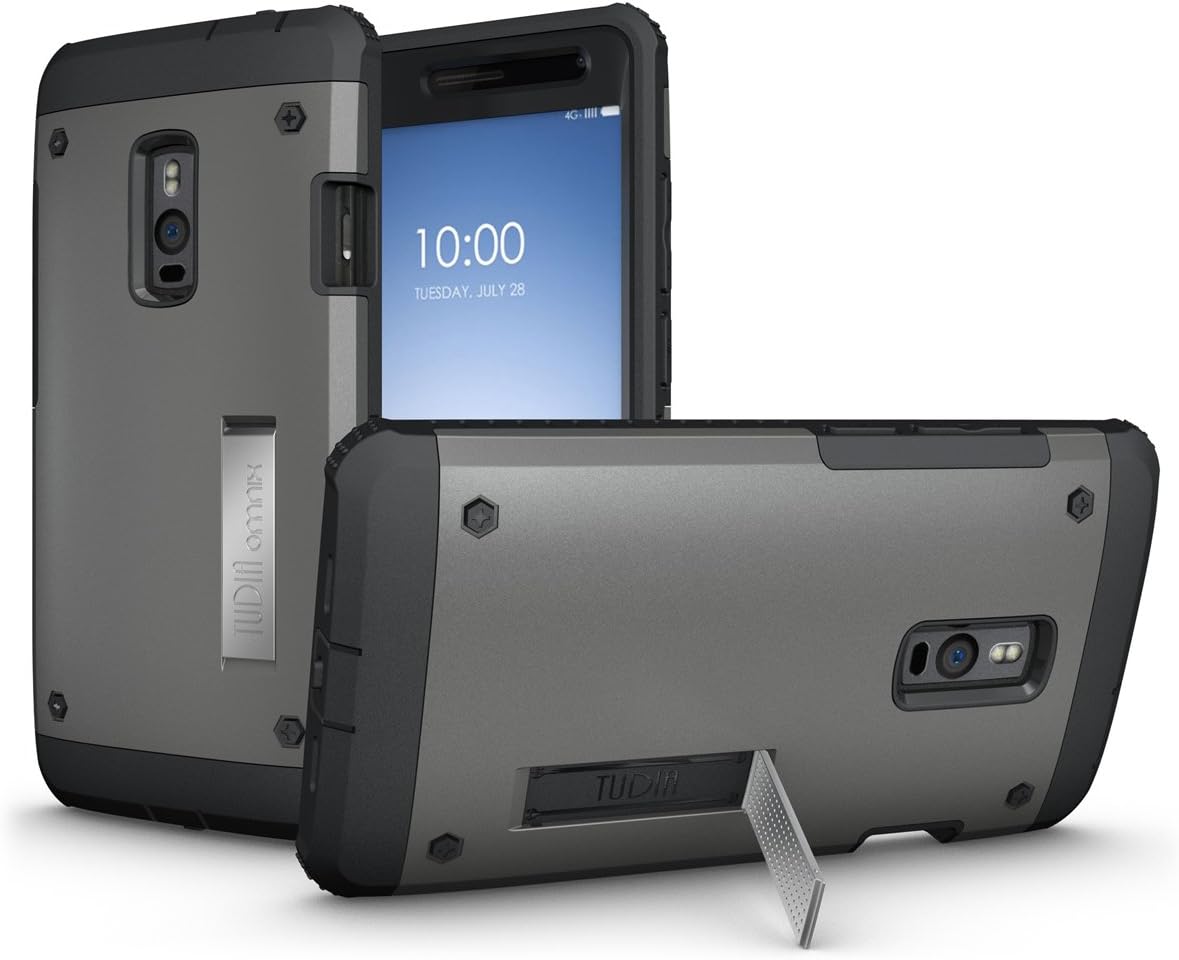 OnePlus 2 Case - TUDIA Ultra Tough OMNIX [Heavy Duty] Hybrid Full-Body Protective Case with Front Cover and Built-in Screen Protector/Impact Resistant Bumpers Cover for OnePlus Two (Metallic Slate)
