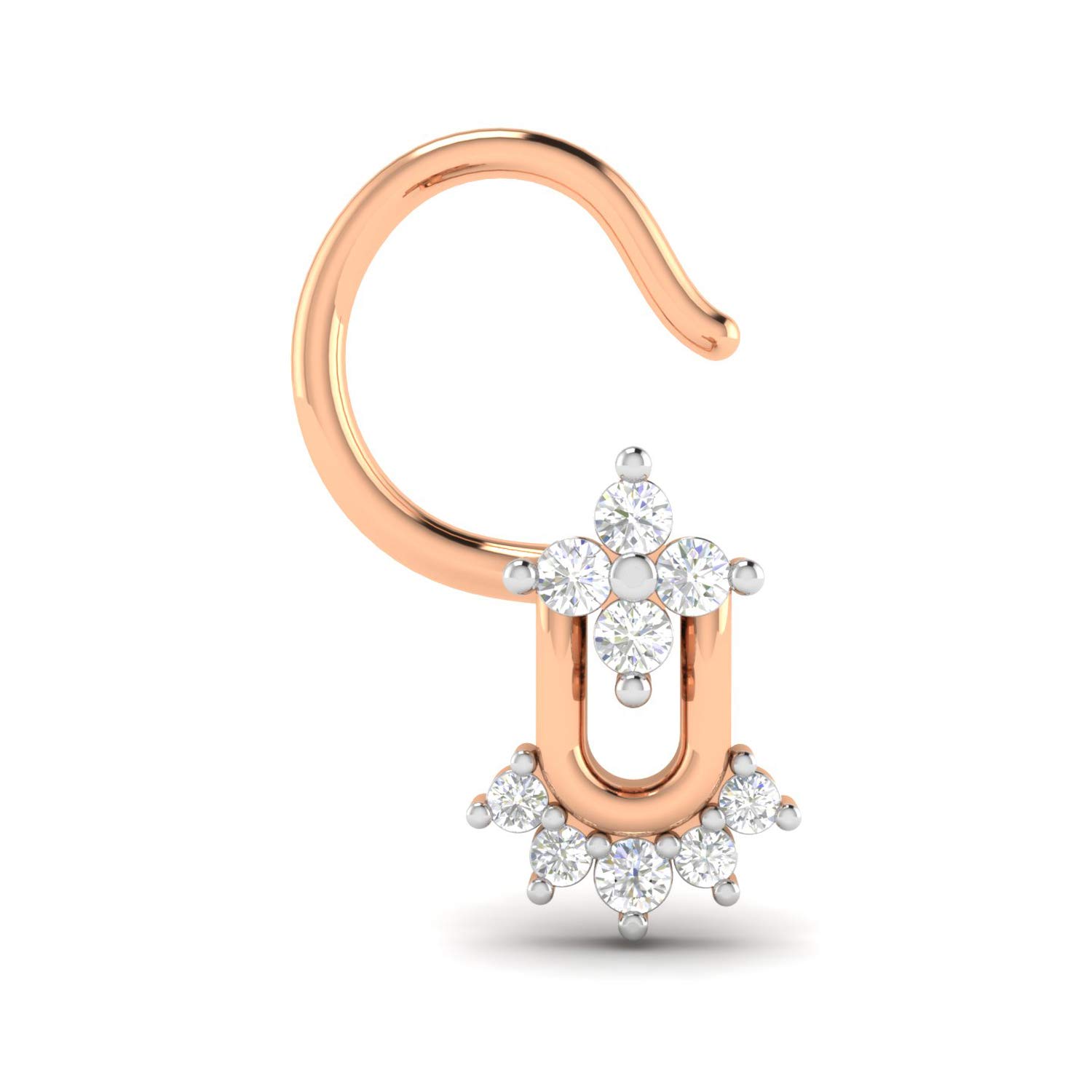 18KT Rose Gold and Diamond Nose Ring for Women