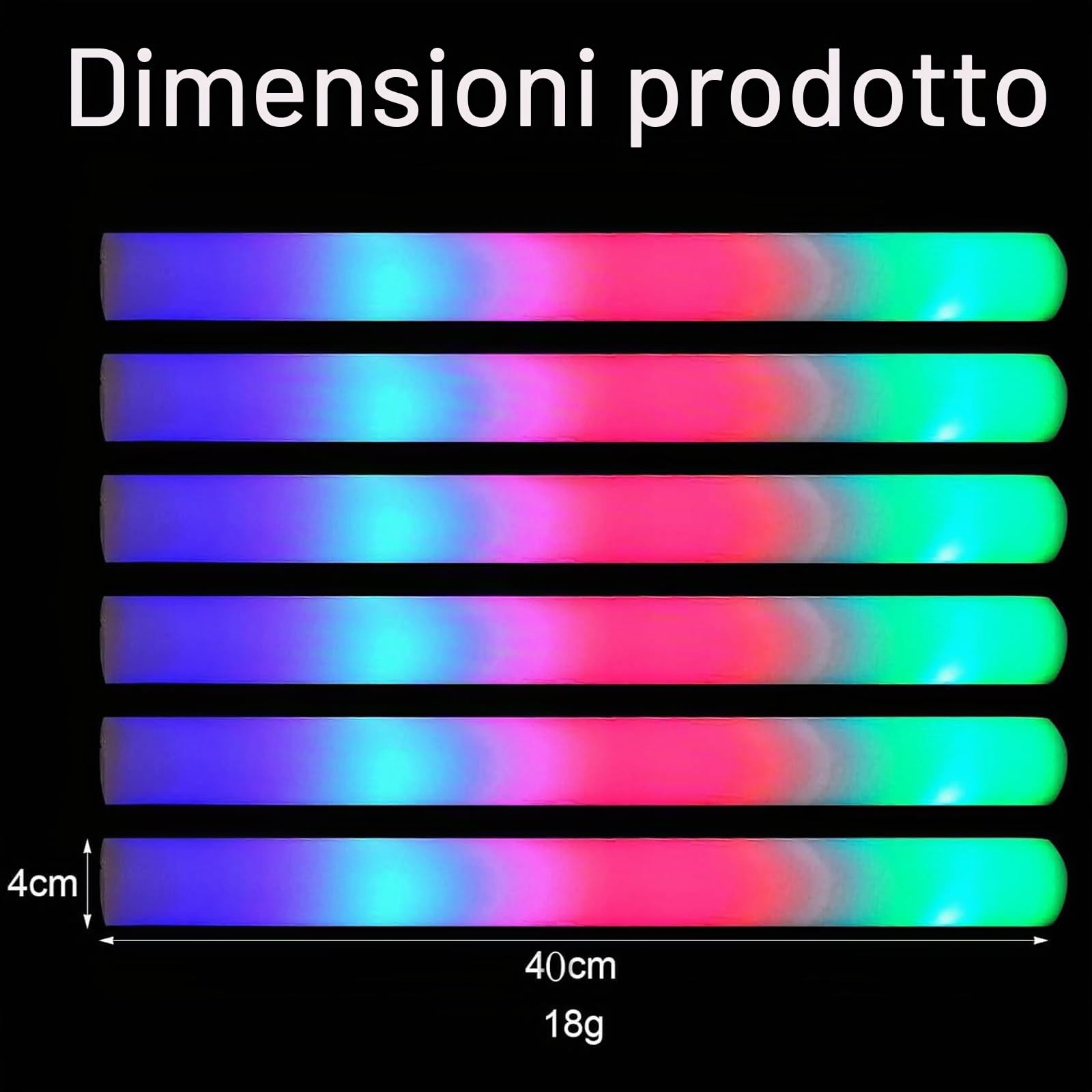 Bastoncini Luminosi In Schiuma, 40pcs Bastoncini Luminosi a Led,3 Modalità | Bacchetta Luminosa Fluorescenti,3 Modalità Lampeggianti,Multicolore Bastoncini Luminosi per Compleanno Feste Natale Halloween