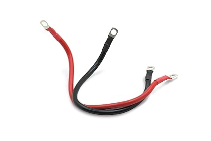 GLOBOMOTIVE Battery Inverter Cable Set with Terminals - Industrial Panel Copper Cable for Motorcycle, Automotive, Marine, Solar (Red and Black, 300 mm)