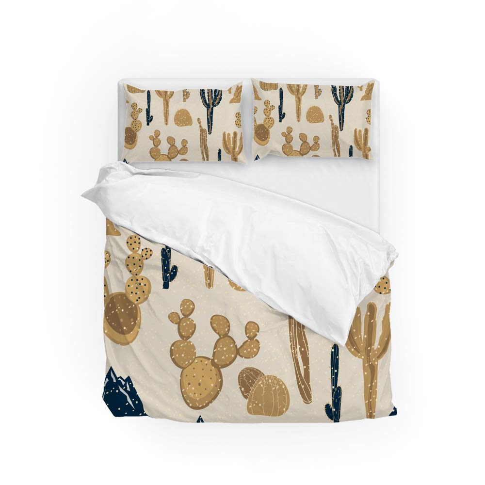 Funda de edredón de cactus y montañas con dos fundas de almohada de poliéster suave