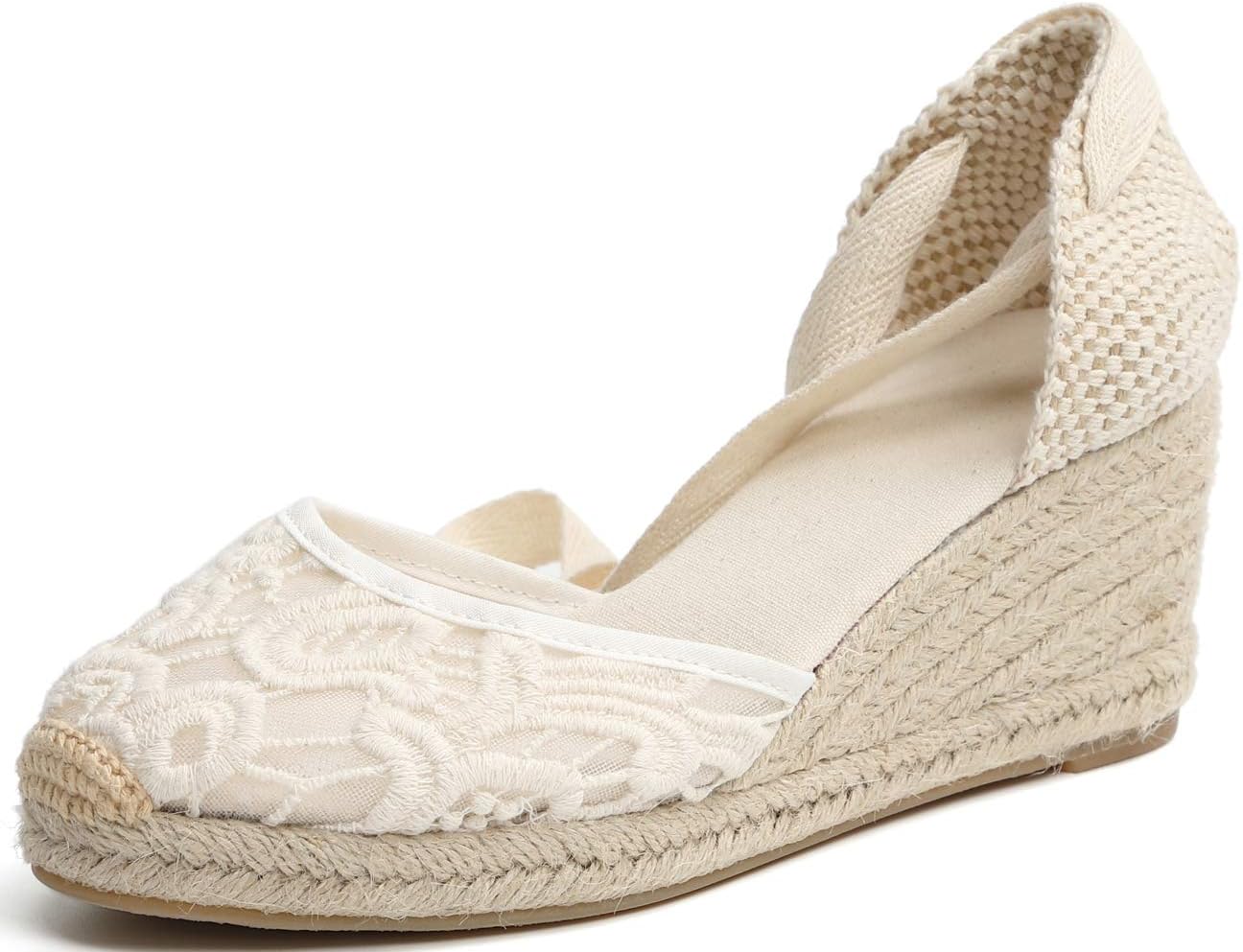 U-lite Womens Espadrille Wedge Sandals Closed Toe Platform...