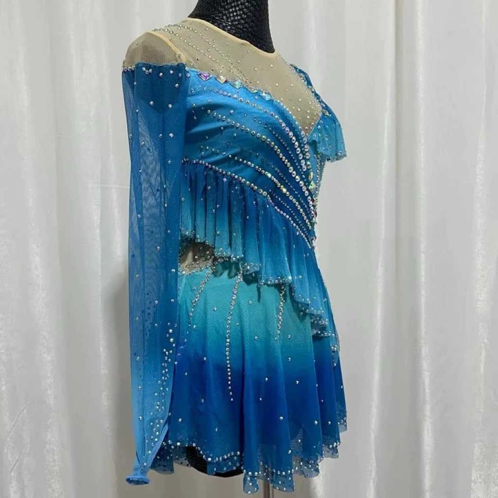 Gradient Ice Dance Figure Skating Performance Costumes Girls Skating Competition Outfit Gymnastic Leotard