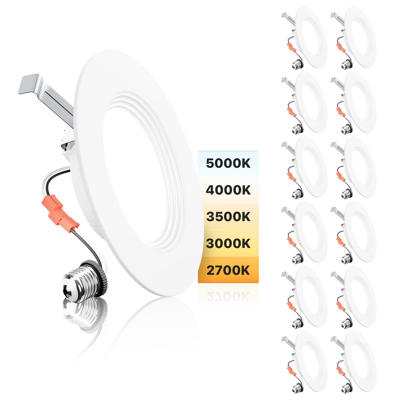 5/6 Inch 5CCT LED Can Lights 12 Pack