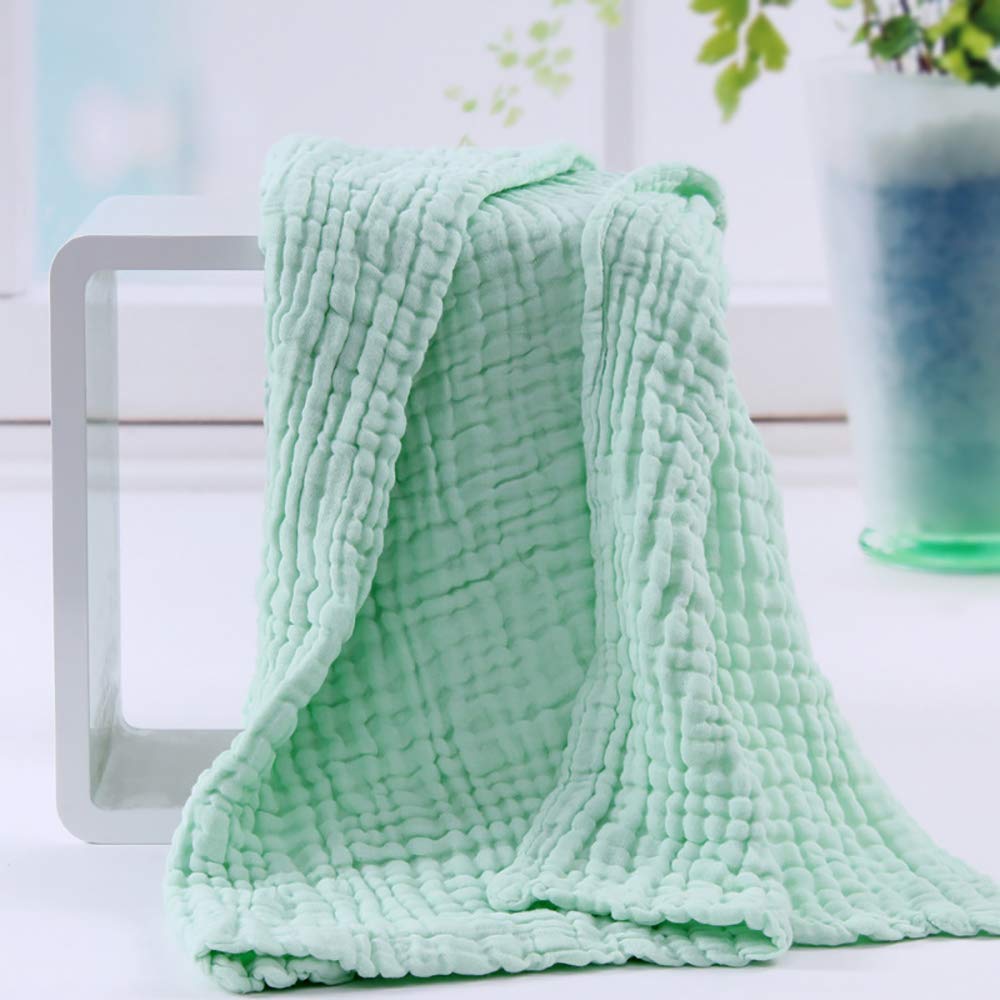 MOM'S HOME Baby Super Soft Absorbent Muslin 6 Layer wash Towel- 100X100 CM - (0-3 Years)- Green and 5 Muslin Sqaure Wipes