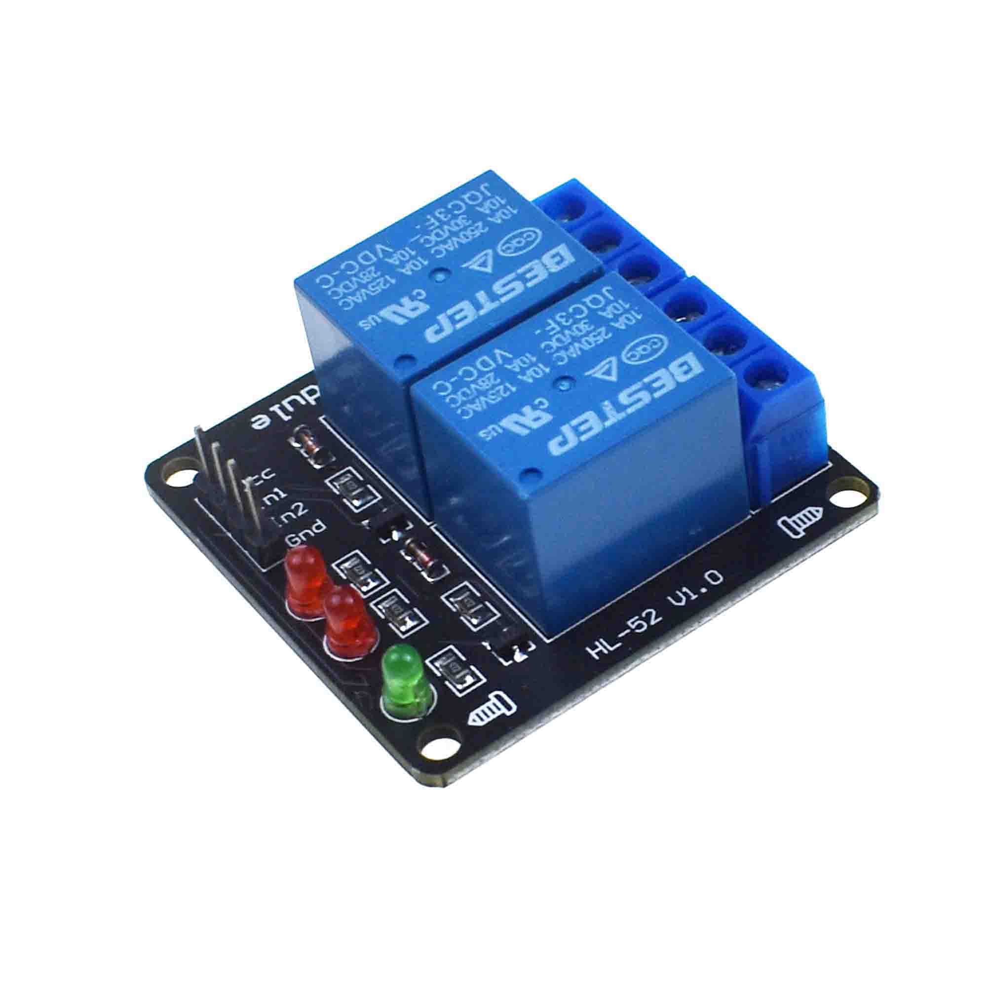 Reland Sun-3V 5V 24V 2 Channel Relay Module with Lamp Low Level Trigger Relay Module (24V)