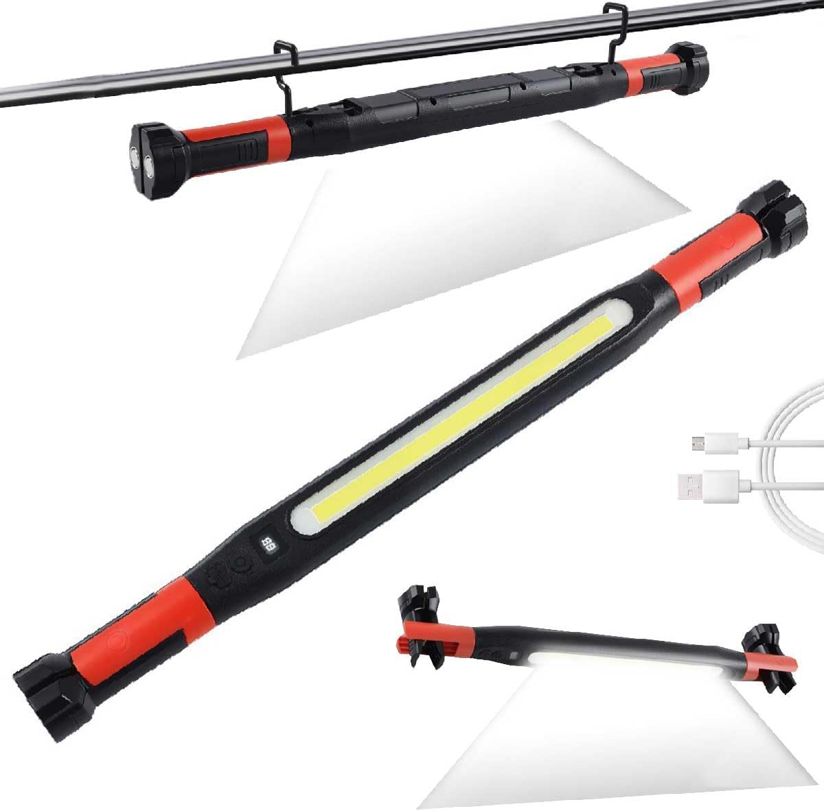 Magnetic Rechargeable LED Work Light Bar,Under Hood Mechanic Light with Strong Magnet & Hanging Hook,Portable Cordless Trouble Light for Workshop,Car Repair,Camping, Emergency,Jobsite,Garage