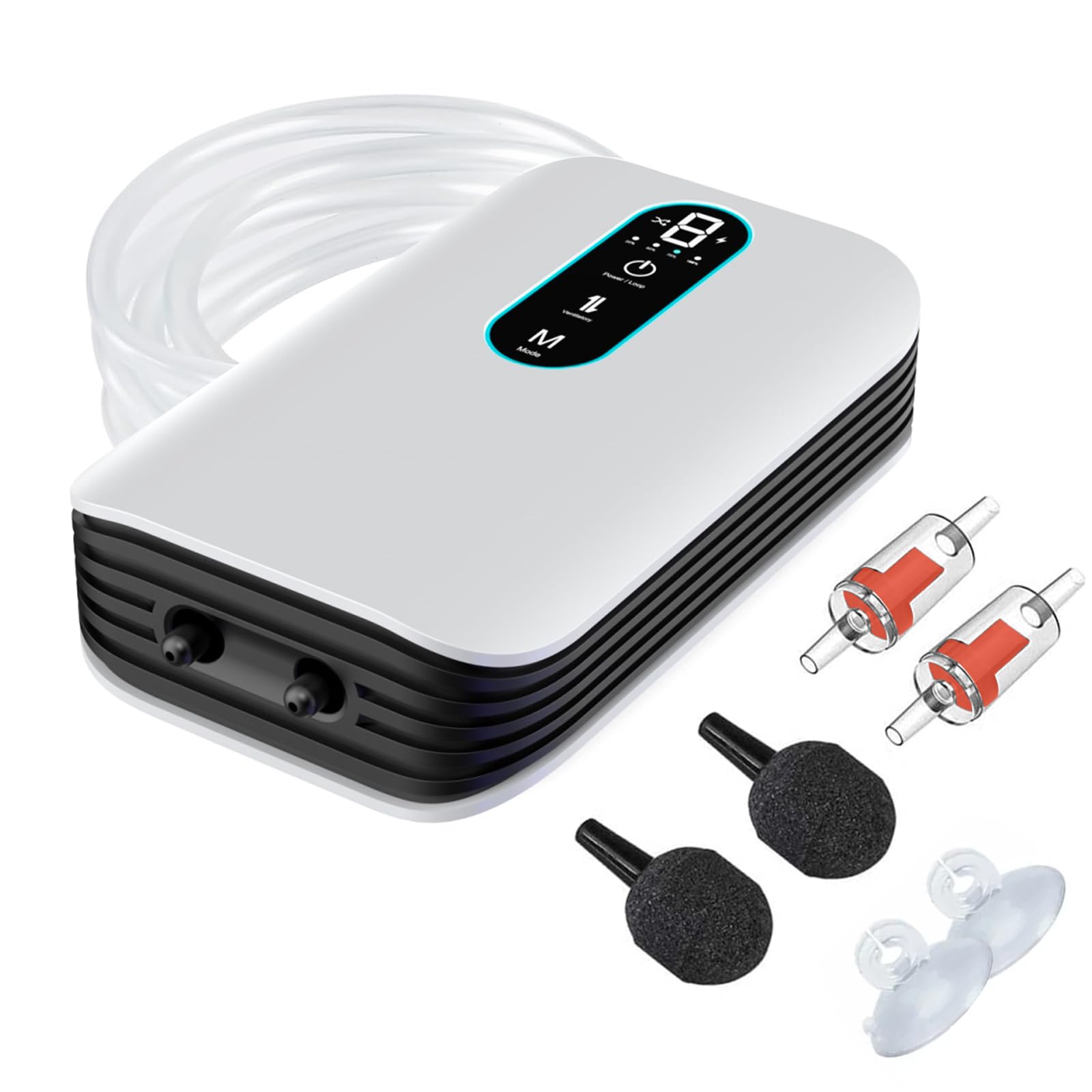 Aquarium Luftpumpe Ultra-Leise - Wiederaufladbare Sauerstoffpumpe Mit 2600mAh Akku Für Fische & Teiche