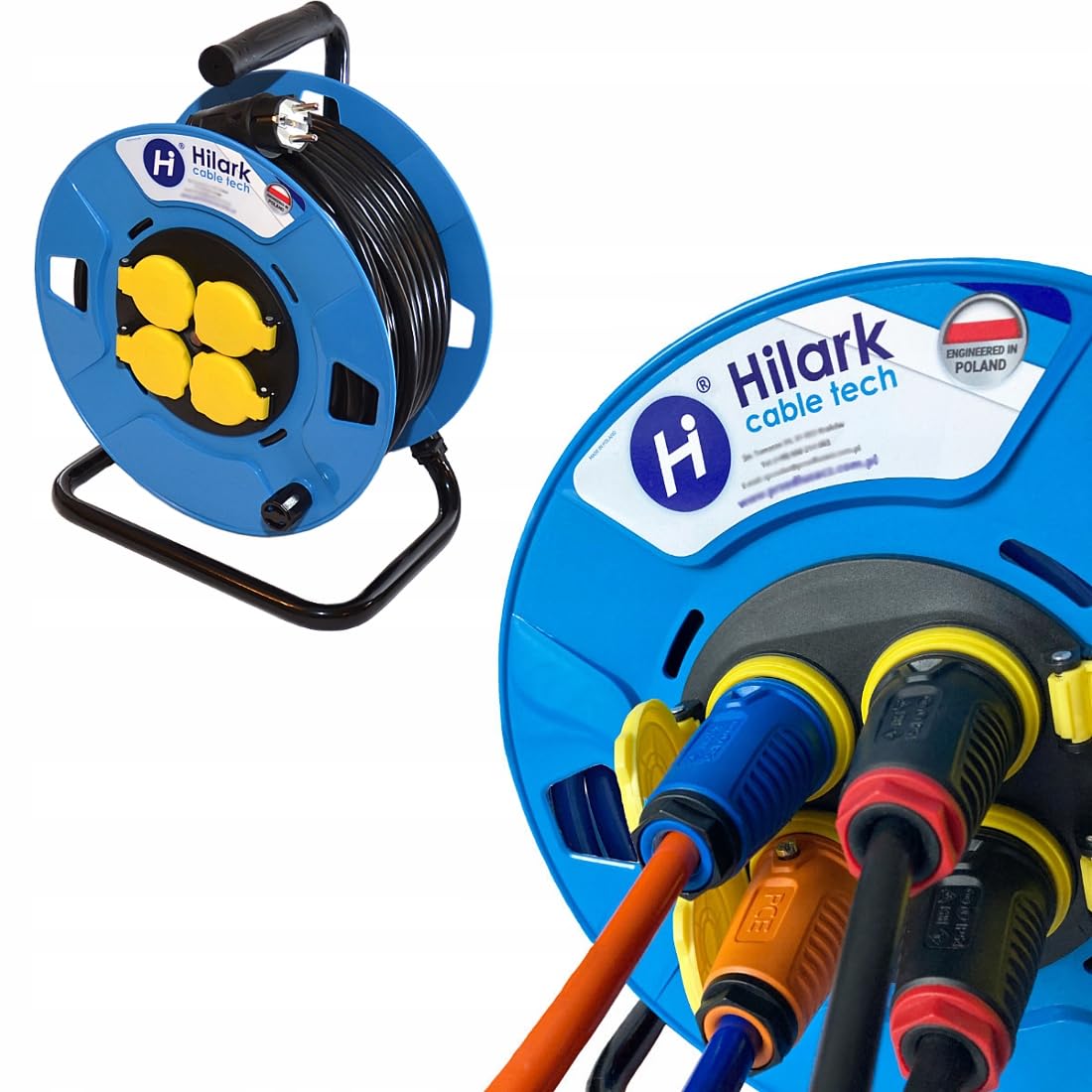 Hilark Cable Tech Rallonge renforcée de Jardin H05VV-F 3G2,5mm² sur Enrouleur 30m
