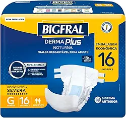 Fralda Bigfral Derma Plus Noturna Economica G 16 Unidades