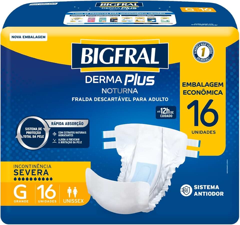 Fralda Bigfral Derma Plus Noturna Economica G 16 Unidades