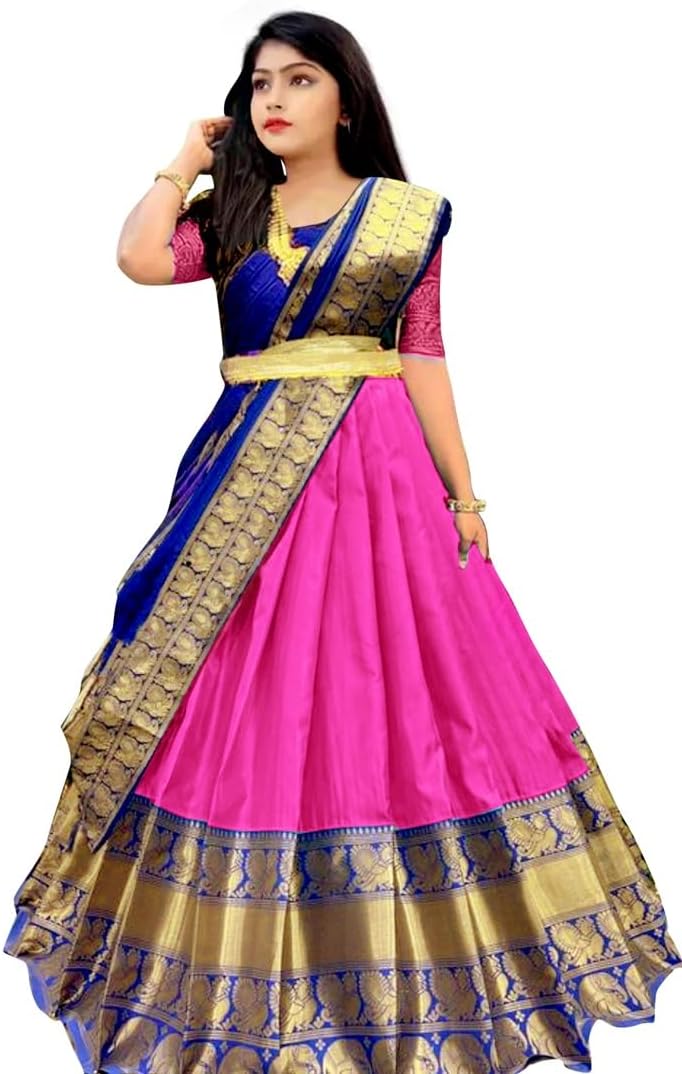 JAY NEJADHARI CREATIONSouth indian Fancy Designer Flared Bridal lehenga Choli For Girls-Kumkum.