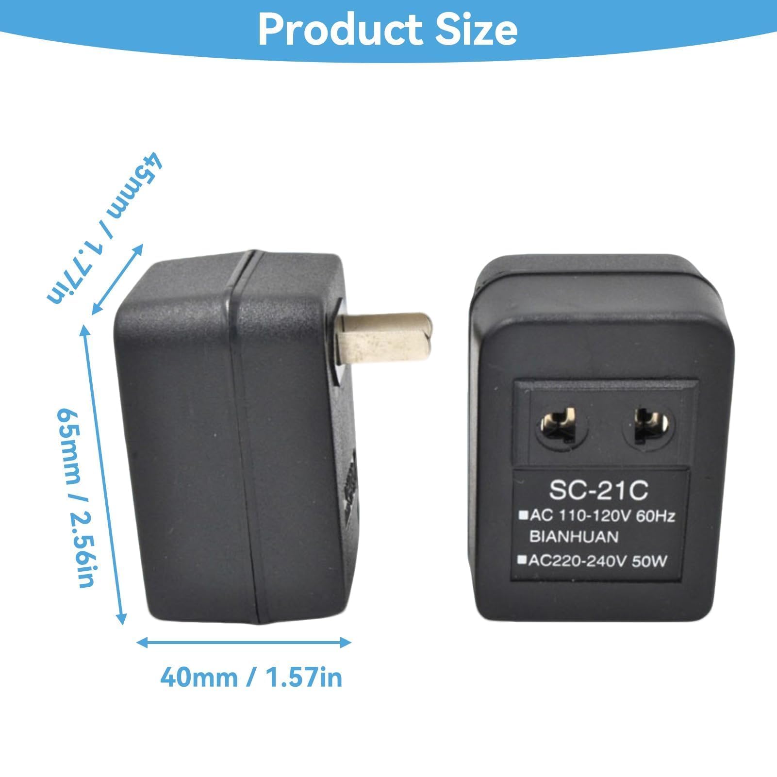 Convertidor De Voltaje De Potencia 110 V a 220 V, 5 W Adaptador De Enchufe De la UE, Convertidor Ascendente/Transformador De Vatios para Viajes, 2,56 X 1,77 X 1,57 Pulgadas — view 5