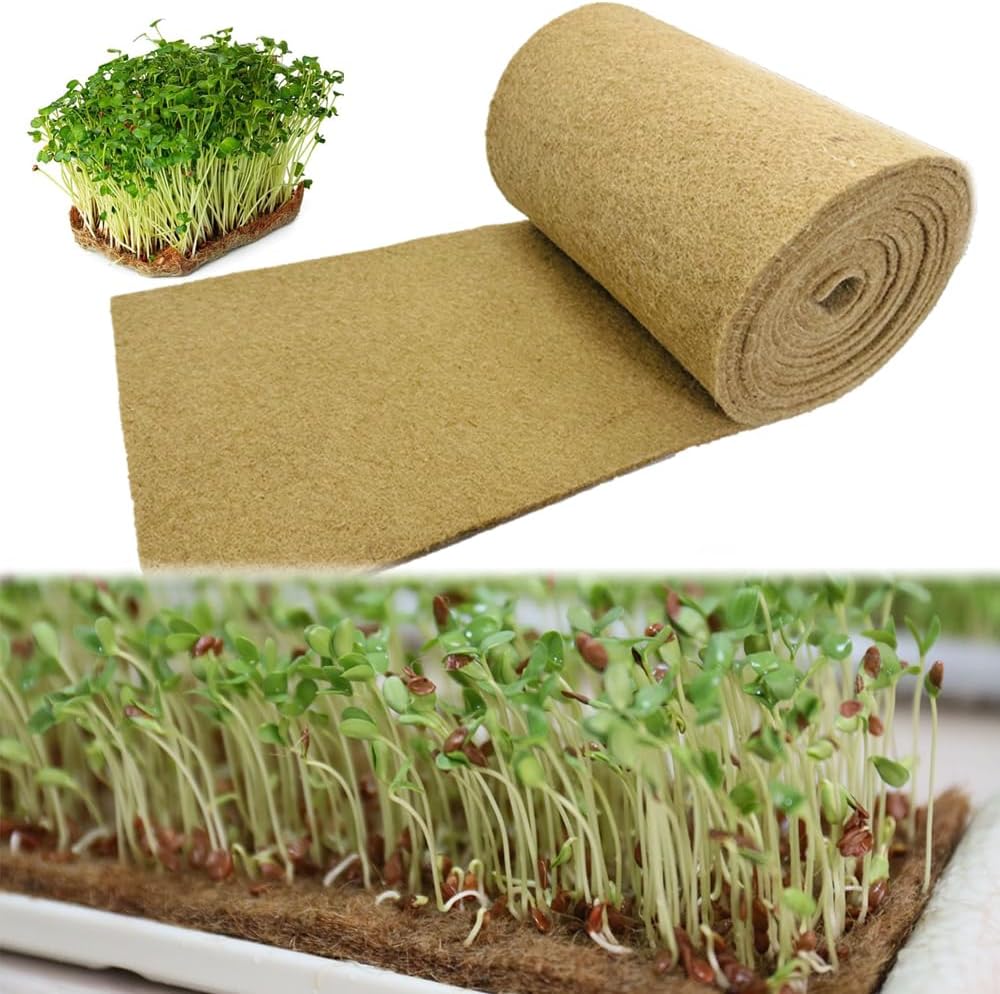 1 Roll 10" x 220" Microgreens Growing Trays Jute Mat Kits, Hydroponic Planting Mat & Seed Germination Pad for Wheatgrass, Bean Sprouts, Hydroponic Seed Growing | Works with Growing Trays
