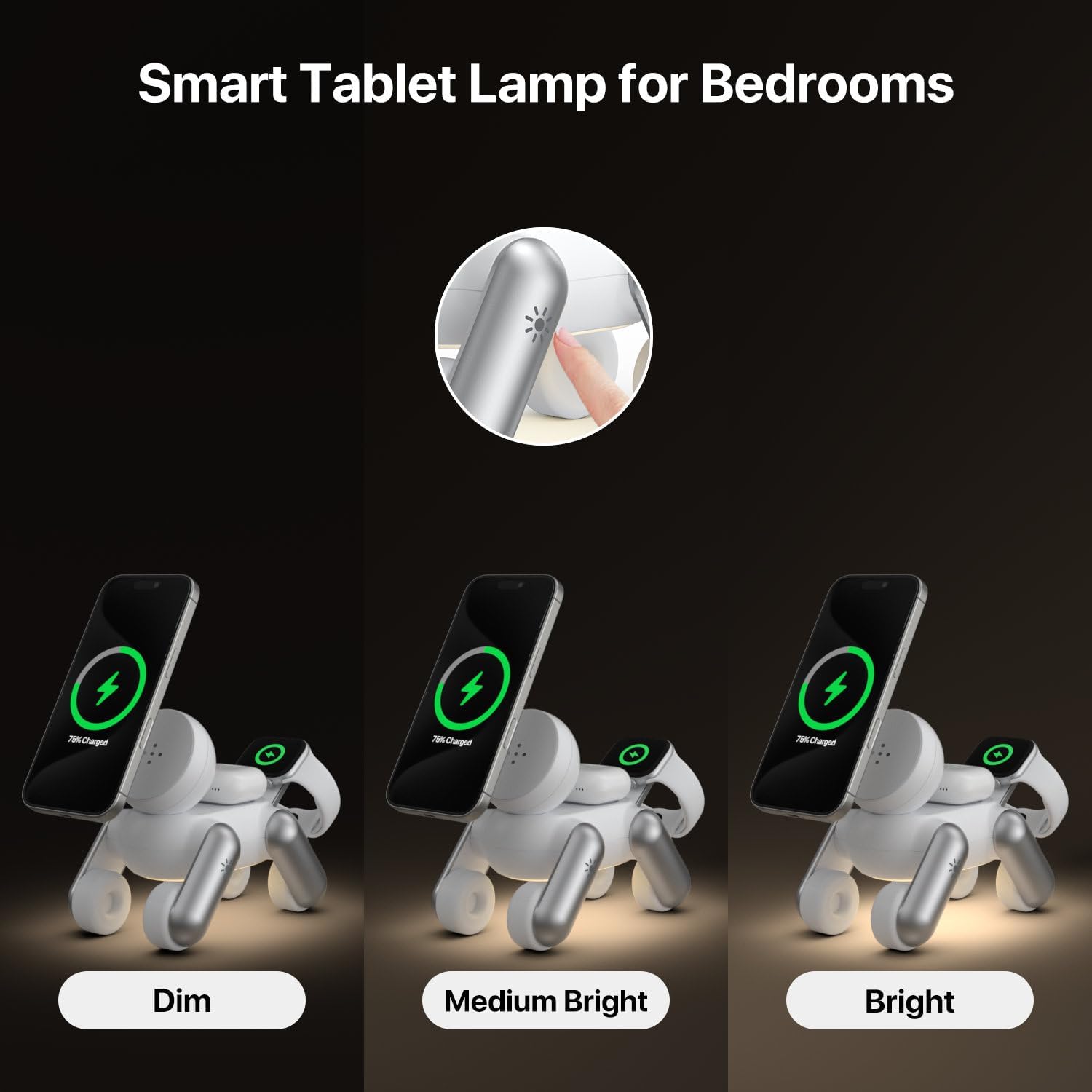 3 in 1 Wireless Charging Station for Apple Devices,Foldable Cute Magnetic Mag-Safe Wireless Charger Stand with Night Light for iPhone 17 Air 16 15 14 13 12 Series,AirPods 4 3 2 Pro,Apple Watch