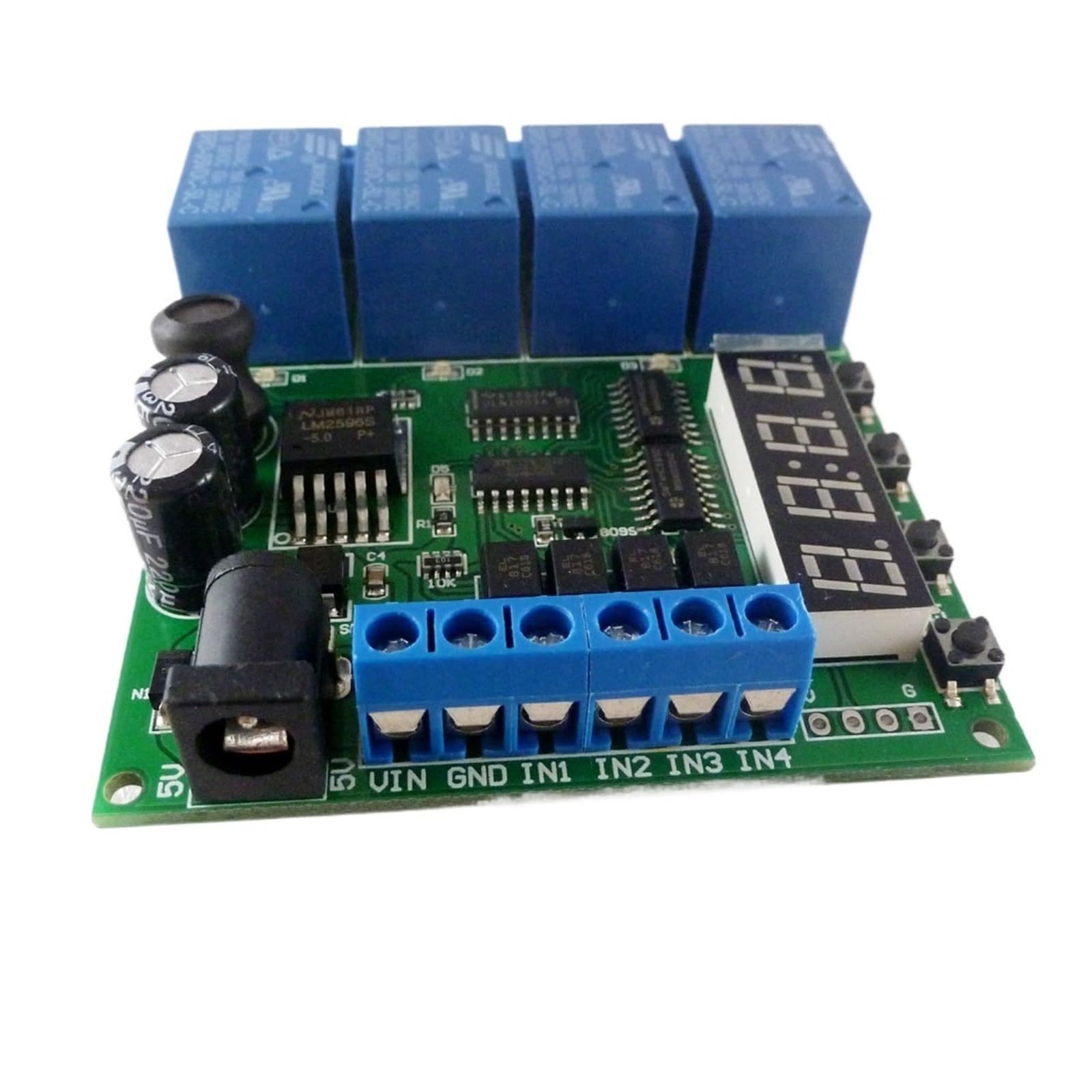 Modulo relè PLC Modulo relè timer ritardo ciclo multifunzione DC 12V a 4 canali for interblocco loop di temporizzazione autobloccante